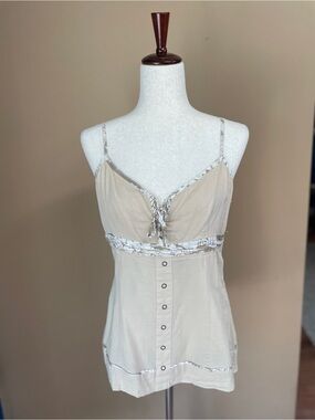 Da Nang Surplus Y2K Tank Top Cami Size Medium Army Vintage Lace-Up Dainty Long